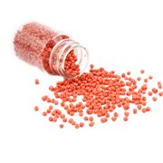 Seed beads. 2 mm. 30 gram/1800 stk. i plastrør. Lys orange.